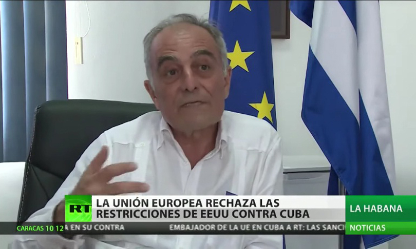 El embajador de la Unión Europea en Cuba, Alberto Navarro, recalcó que "La UE lamenta profundamente (la decisión de EE.UU.), y va a defender con todos los medios a su alcance a los inversores, a los ciudadanos europeos".