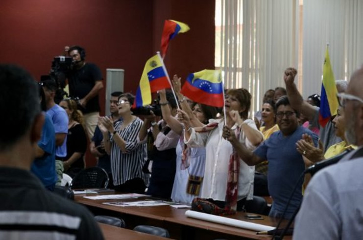 Participaron en el acto profesores y estudiantes de la UCI, instituciones cubanas y representantes de movimientos de solidaridad. /Foto: Darío Gabriel Sánchez (Cubadebate)