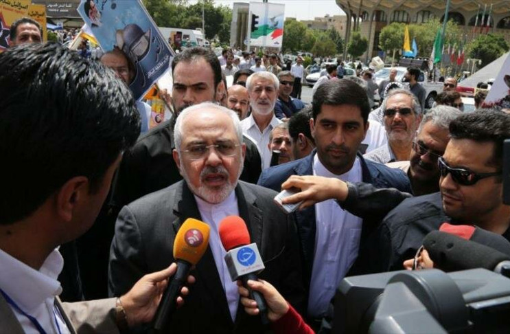 El canciller iraní, Mohamad Yavad Zarif, participa en las marchas del Día Mundial de Al-Quds, este 31 de mayo de 2019 en Teherán. /Foto: HispanTV