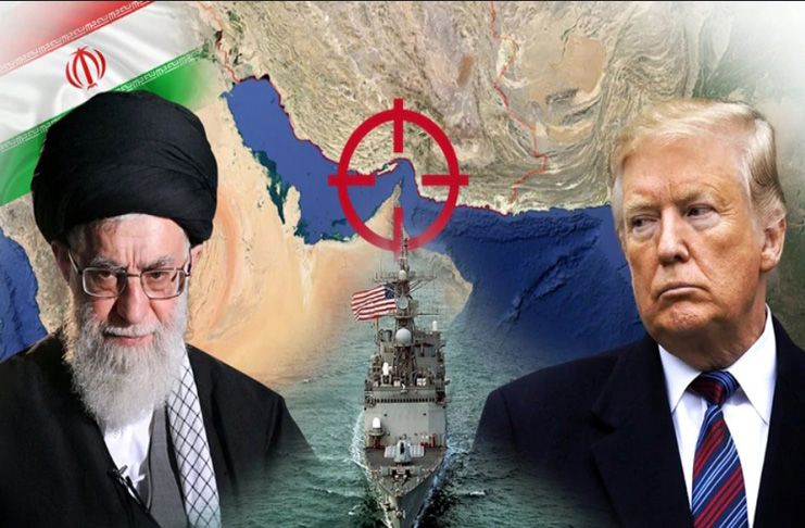 El ayatollah Alí Jameneí y el presidente estadounidense Donald Trump. De fondo, el escenario que el mundo observa con preocupación: el estrecho de Ormuz, puerta de entrada al Golfo Pérsico. /Foto: tomada de Internet