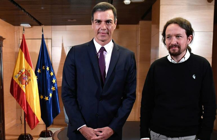 Pedro Sánchez (izq.) dio por fracasadas las negociaciones con el líder de Unidas Podemos, Pablo Iglesias, para concretar la formación de gobierno. /Foto: HispanTV