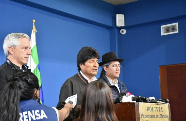 El presidente Evo Morales en conferencia de prensa este sábado 9 de noviembre. /Foto: Unidad de Comunicación Presidencial
