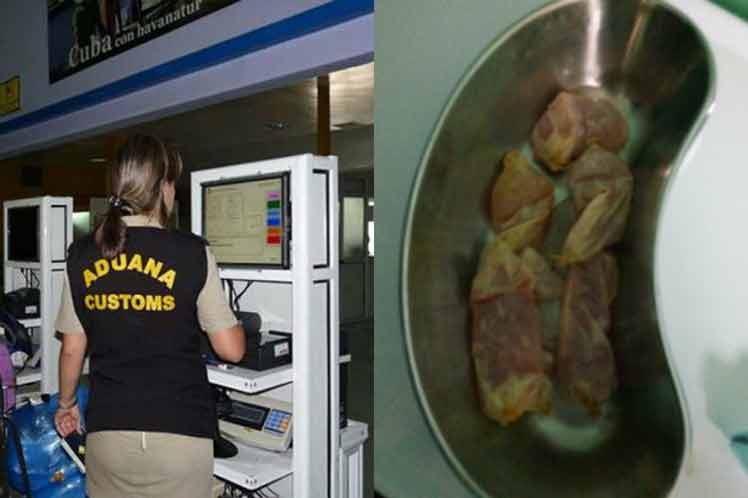 La sospecha se corroboró con la aplicación del escáner corporal, que permitió determinar la presencia de cápsulas en la cavidad abdominal de un pasajero. /Foto: Prensa Latina