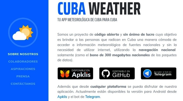 Cuba Weather, la app meteorológica, acumula en poco tiempo descargas significativas en la tienda de aplicaciones Apklis. / Foto: tomada de Cuba Weather