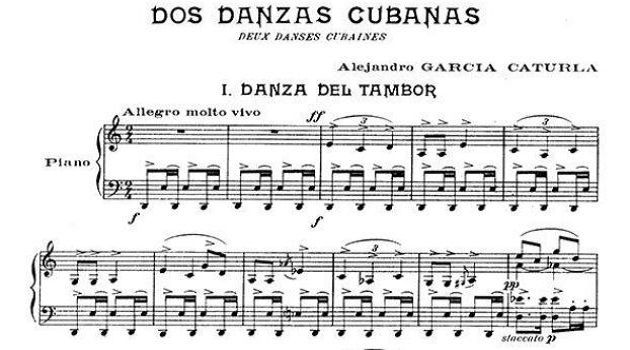 Acordes iniciales de Dos Danzas Cubanas, de Alejandro García Caturla./Foto: Tomada de la Biblioteca Virtual de Música.