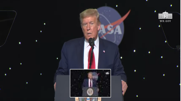 Declaraciones del presidente estadounidense Donald Trump desde el Centro Espacial Kennedy en Cabo Cañaveral, Florida, el sábado 30 de mayo de 2020. /Foto: Prensa Latina