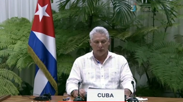 Presidente cubano Miguel Díaz-Canel participa en el Encuentro de Líderes por el 30 aniversario del Foro de Sao Paulo. /Foto: @PresidenciaCuba