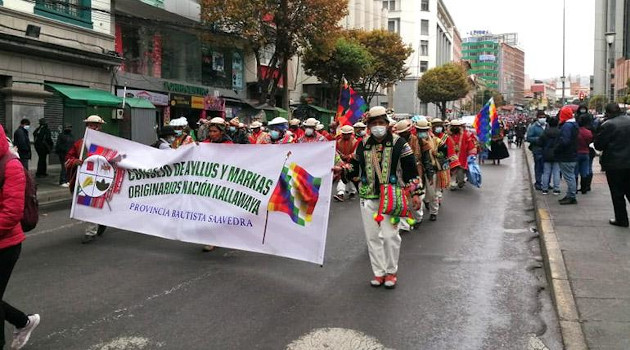 En la movilización de este lunes marcharon representantes de los cinco grupos integrados en el Pacto de Unidad. /Foto: Nelson Peredo