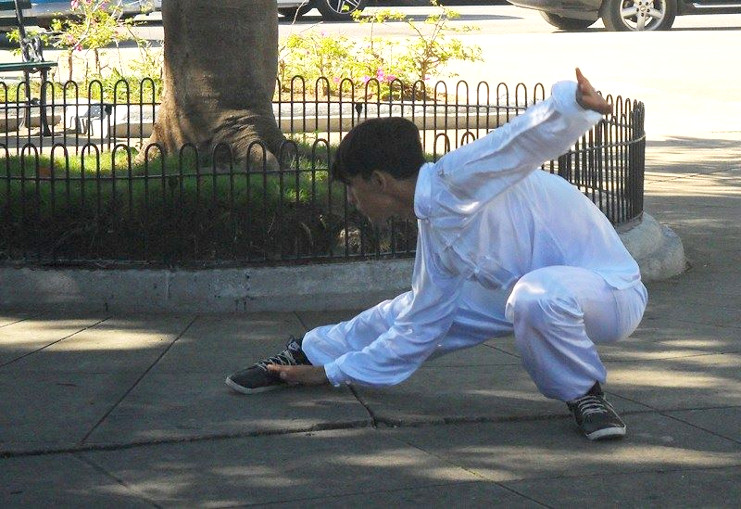 Jóvenes y adultos mayores coincidieron hoy en Cienfuegos durante una demostración del dominio de las técnicas del wushu y del tai shi shuan. /Foto: Darilys