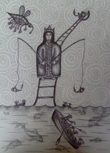 Virgen y luz de San Telmo. Ilustración de José Basulto