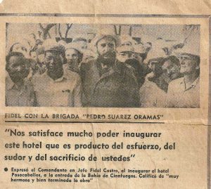 Recorte del diario Granma de julio de 1976, donde el órgano oficial del Comité Central del Partido informaba de la inauguración en Cienfuegos del hotel Pasacaballo. /Foto: ACN