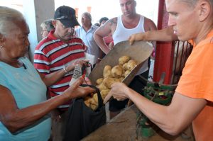 Con incertidumbre han esperado los consumidores sureños el expendio —esta vez normado a 10 libras por persona— del más demandado de los tubérculos. /Foto: Juan Carlos Dorado