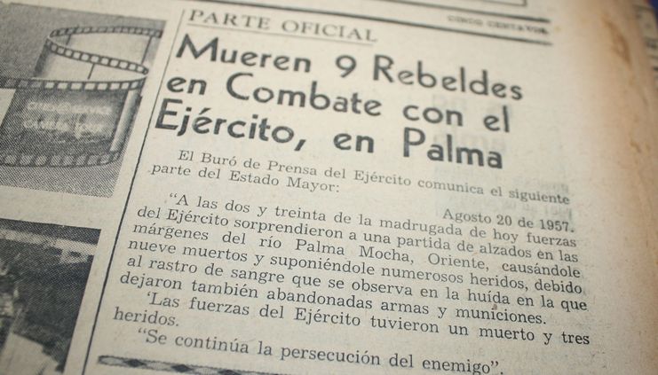 Cruentos combates entre rebeldes y soldados del ejército tuvieron lugar en la zona de Palma Mocha entre el 20 y el 21 de agosto de 1957.