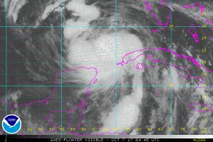 El huracán Nate visto por los satélites meteorológicos. /Foto: noaa.org
