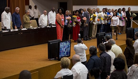 Presentación del Consejo Nacional de la CTC, integrado por 17 compañeros. /Foto: Irene Pérez (Cubadebate)