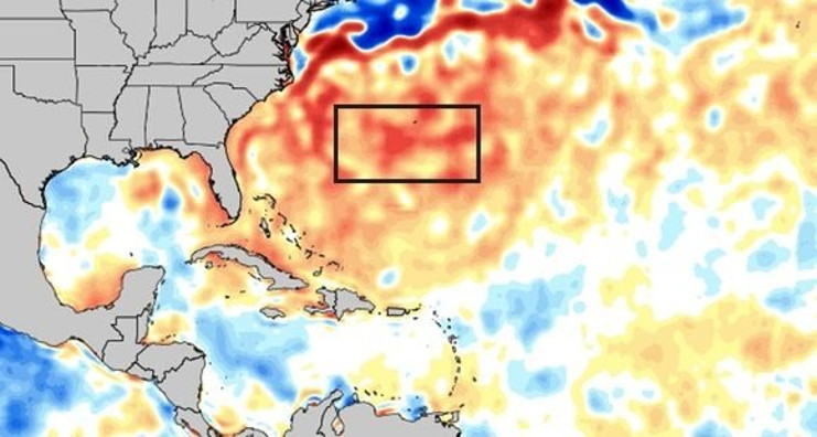 Anomalías positivas de la temperatura superficial del mar en la zona por donde se mueve el ciclón/Tropical Tidbits.
