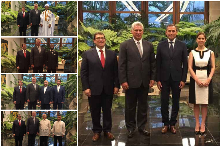 El presidente cubano recibió este viernes cartas credenciales de embajadores. /Fotos: Prensa Latina