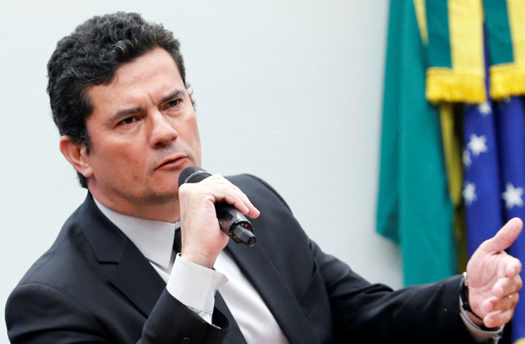 El exjuez en el caso Lava Jato, hoy ministro de Justicia, Sergio Moro, en Brasilia. 8 de mayo de 2019, Brasil. /Foto: Adriano Machado (Reuters)