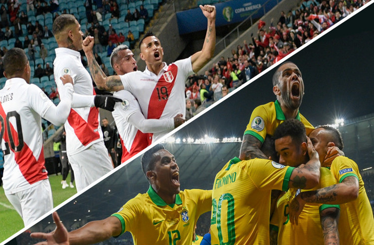 Brasil y Perú se enfrentan esta tarde en la final menos pensada de la Copa América 2019. /Foto: Combinación con imágenes de Juan Mabromata y Pedro Ugarte (AFP)