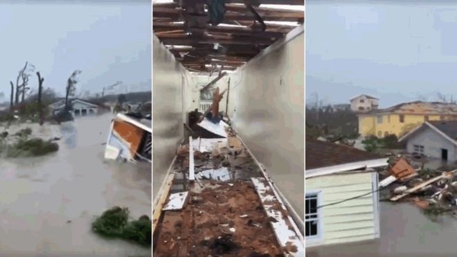 El paso del huracán Dorian de categoría 5 dejó inundaciones y destrucción en las islas Ábaco, Bahamas. /Foto: Tribune242/BahamasPress/Twitter