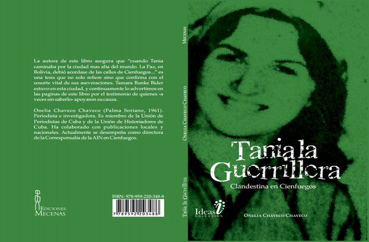 Diseño de cubierta de Tania la guerrillera clandestina en Cienfuegos, próxima reimpresión de la editorial Mecenas.