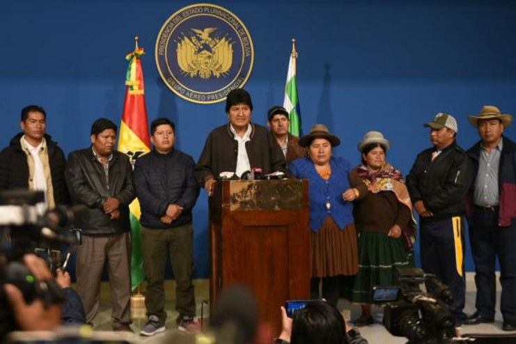 El presidente Evo Morales durante la conferencia de prensa. /Foto: APG (Cambio Digital)