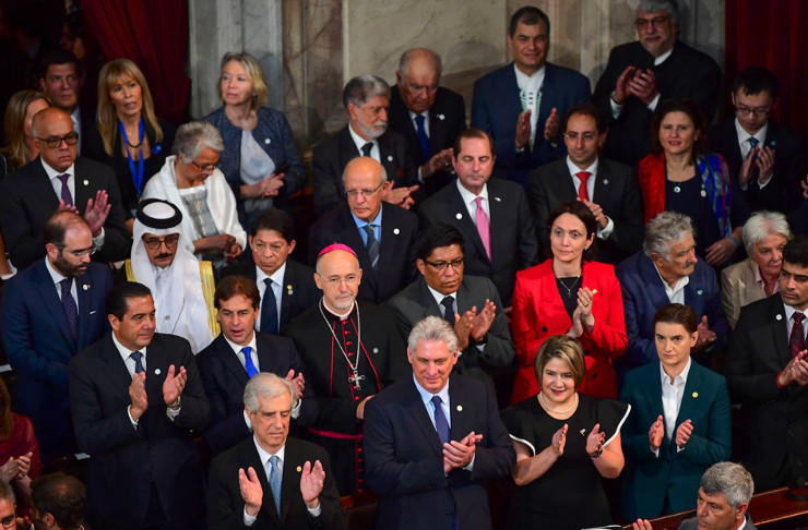 Palco de las personalidades invitadas a los actos de toma de posesión del nuevo presidente de Argentina, Alberto Fernández.
