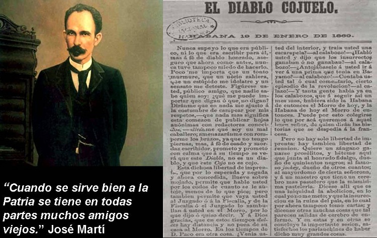 Facsímil del único número impreso de El Diablo Cojuelo, editado por José Martí y su amigo Fermín Valdés Domínguez. / Foto: Internet.