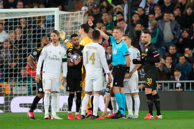 La expulsión de Sergio Ramos al minuto 86 deja tocado al conjunto blanco para la vuelta del 17 de marzo en el Etihad Stadium, de Manchester. /Foto: Internet
