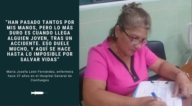 María Josefa León Fernández, enfermera hace 37 años en el Hospital Provincial de Cienfuegos.