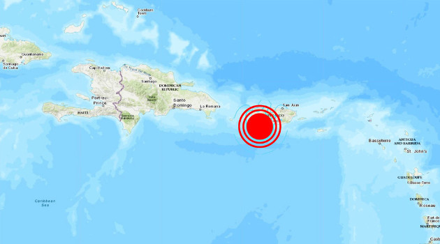 El epicentro se ubicó a 22 kilómetros al sur de Guánica, a una profundidad de 7 kilómetros. /Mapa: earthquake.usgs.gov