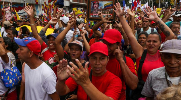 El chavismo se tomó este martes las calles del centro de Caracas. /Foto: HispanTV