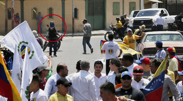 Fotografía del momento del presunto atentado contra Guaidó. /Foto: AFP