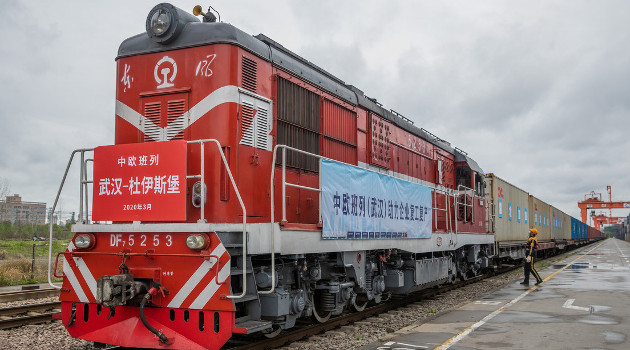 El tren China-Europe Railway Express con suministros médicos sale de Wuhan hacia Europa. 28 de marzo de 2020. /Foto: China Daily