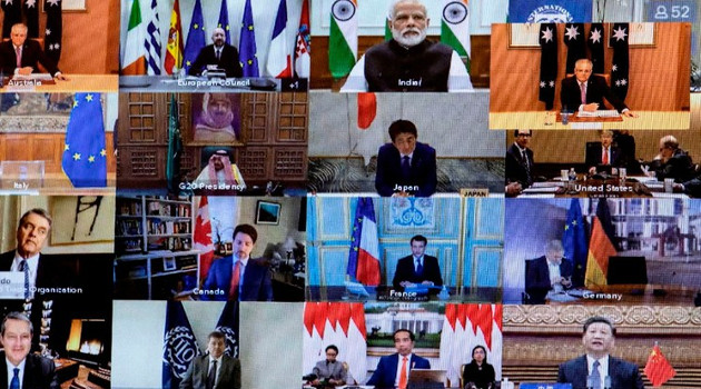 Videoconferencia de los líderes del G20 para discutir el enfrentamiento a la pandemia del coronavirus Covid-19. /Foto: AFP