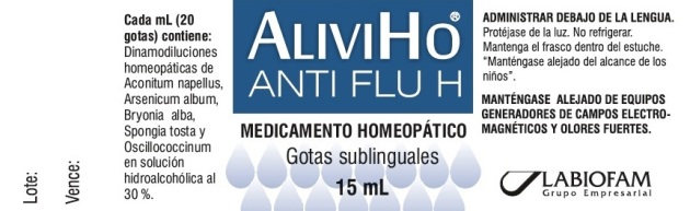 Esta es la nueva etiqueta del producto Aliviho Anti Flu H. / Foto: cortesía Labiofam Cienfuegos 