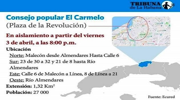 Consejo de Defensa Provincial de La Habana decide aislamiento del Consejo Popular Carmelo, en el Vedado