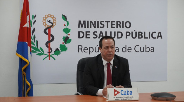 Intervención del ministro cubano de Salud Pública en la Asamblea Mundial de la Salud, este lunes 18 de mayo de 2020. /Foto: Minsap Cuba