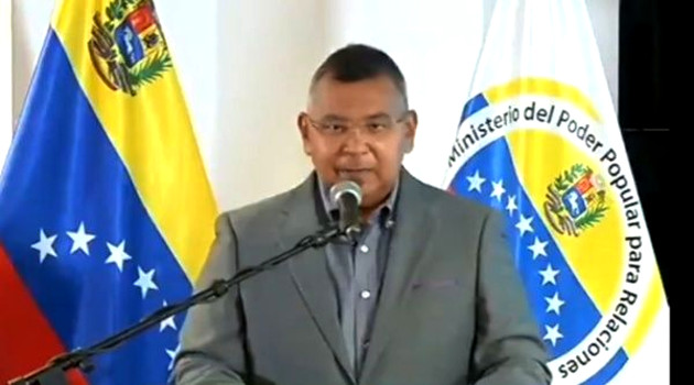 Ministro del Interior y Justicia de Venezuela, Néstor Reverol, en conferencia de prensa, esta mañana. /Foto: VTV
