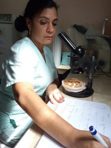 La nueva línea de investigación sobre el uso del aceite esencial de la guayaba le reporta gran satisfacción a la micóloga Perla María Sierra./Foto: cortesía del DPSV.