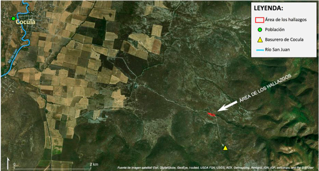 Mapa del Equipo Argentino de Antropología Forense muestra el lugar donde las autoridades mexicanas hallaron los nuevos restos óseos de uno de los 43 de Ayotzinapa. /Crédito: eaaf.org