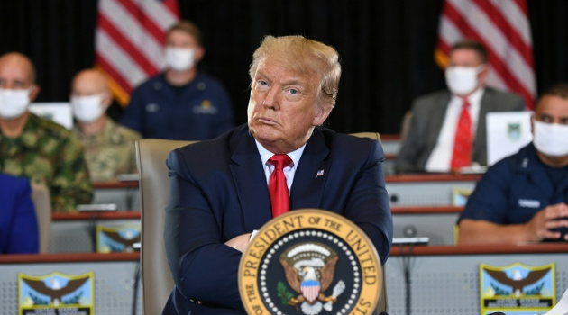 El presidente de Estados Unidos, Donald Trump, durante la visita al Comando Sur de Estados Unidos en Doral, Florida, el 10 de julio de 2020. /Foto: Saul Loeb (AFP)