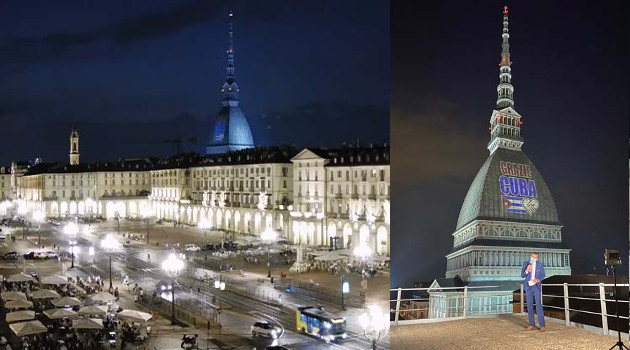 Vista general y acercamiento a la cúpula de la Mole Antonelliana. /Fotos: Aicec