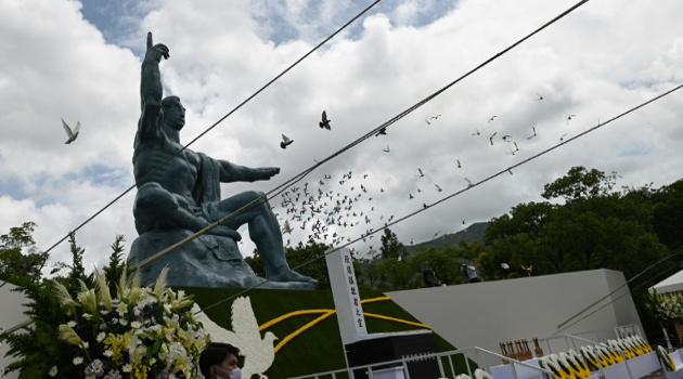 Ceremonia del 75 aniversario de la bomba atómica de Nagasaki, este 9 de agosto de 2020. /Foto: Philip Fong (AFP)