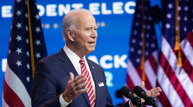 Joe Biden, presidente electo de EEUU, en una reunión informativa con asesores económicos en Delaware, EE.UU., 16 de noviembre, 2020. /Foto: Kevin Lamarque / Reuters