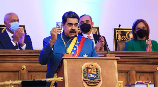 Presidente Nicolás Maduro durante su mensaje anual ante la Asamblea Nacional (Parlamento) para rendir cuentas de la gestión gubernamental durante 2020. /Foto: Prensa Latina