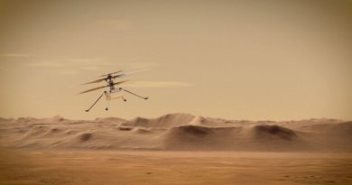 Representación gráfica del helicóptero Ingenuity de la NASA sobrevolando Marte. /NASA/JPL-Caltech / Reuters