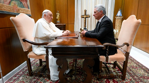 Díaz Canel y el Papa Francisco sostuvieron una reunión privada