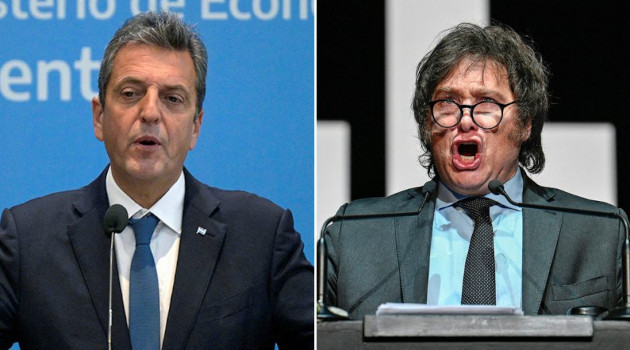 Sergio Massa y Javier Milei, candidatos presidenciales de Argentina./ Foto: Juan Mabromata / Luis Robayo / AFP