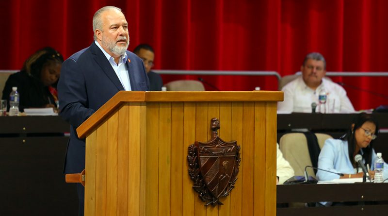 El primer ministro, Manuel Marrero Cruz, durante su intervención ante la Asamblea Nacional del Poder Popular./ Foto: Cubadebate.